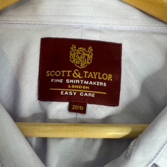 Scott & Taylor London Men's Dress Shirt Long Sleeve Easy Care Purple Size 20/51 - Picture 7 of 11